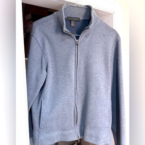 🧥Stunning Style Banana Republic Light Blue Grey Men’s Zip-Up Jacket - Size Large - Picture 2 of 15